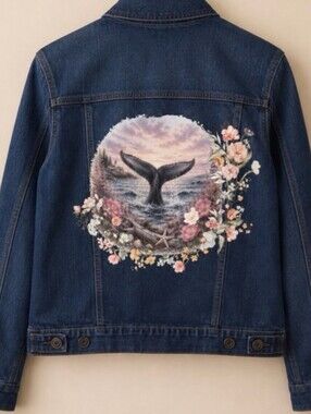 Whale Tale | Buffalo | Large | UpCycled by Bird & Blossom | Denim Look Jacket